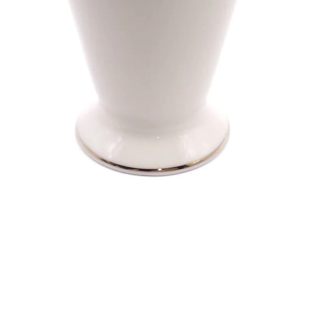 White Ceramic Vase With Rose Embossed Design & Gold Trim - Picture 3 of 11